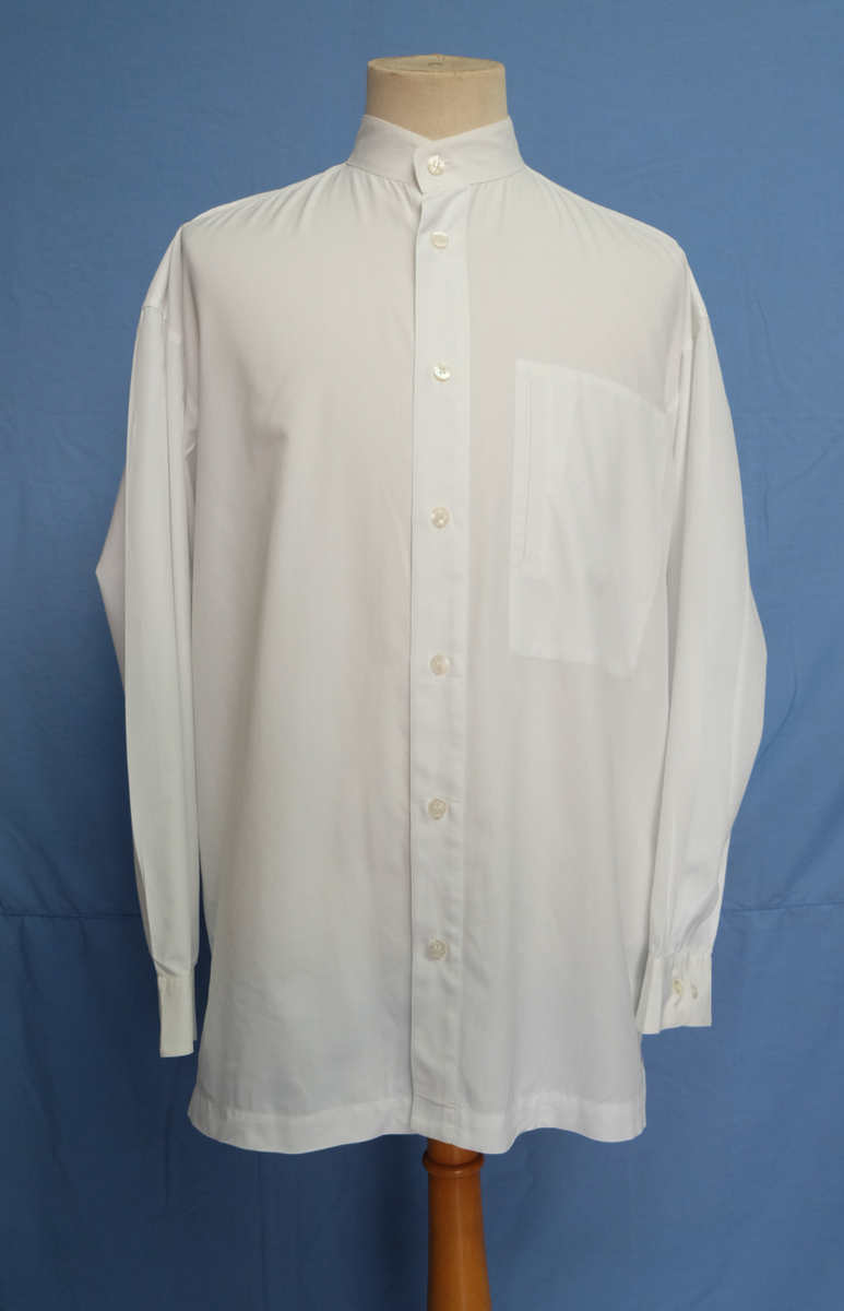 ISSEY MIYAKE White Collarless Cotton Men Shirt Long Sleeve Size L 