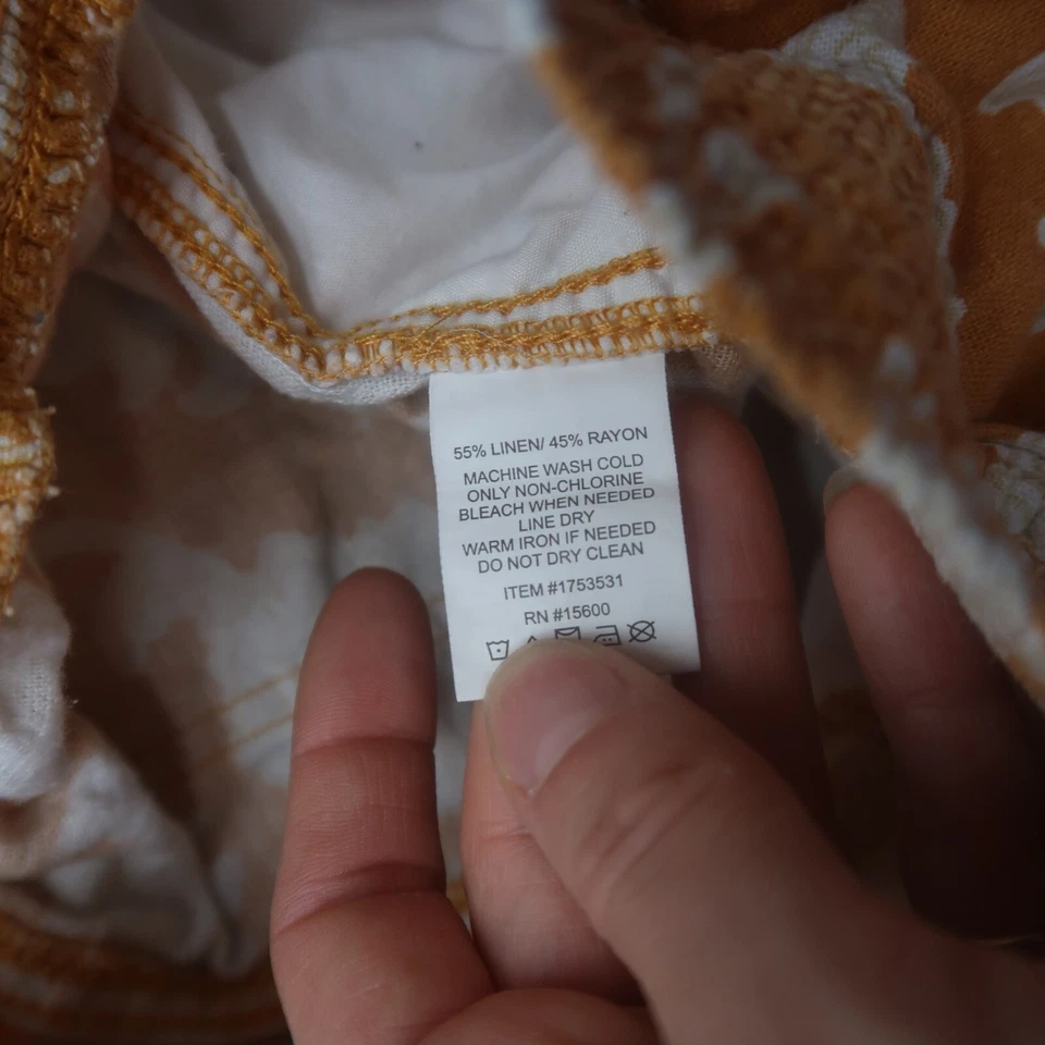 Pantalones Cortos Briggs Mujer Mezcla de Lino Medianos Estampado Floral Calado Boho Naranja Verano Foto 4 de 4