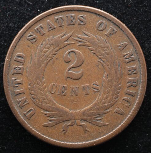 KAPPYSCOINS G8235 1870 BETTER DATE TWO CENT PIECE STRONG VG VERY GOOD - Picture 2 of 2