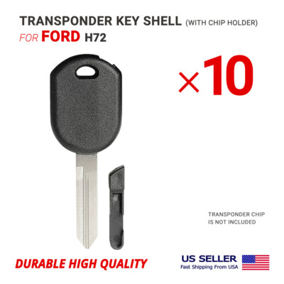 10X Transponder Key Shell Case With Blade H72 H75 for Ford With Chip Holder