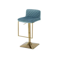 360˚ swivel velvet backrest bar stool Blue Color PASS