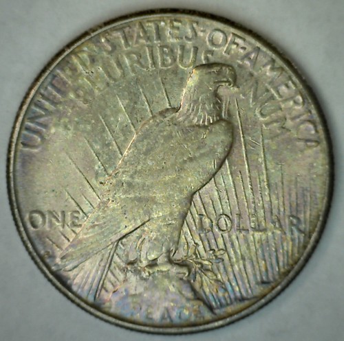 1923 S Silver Peace Dollar AU $1 US Coin Almost Uncirculated Dollar Toned - Picture 3 of 4