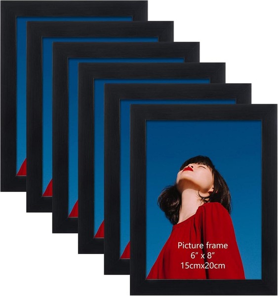 Bilderrahmen Set 15X20 Cm Schwarz Wand Tisch 6Er-Set Hochwertiges Geschenk-image