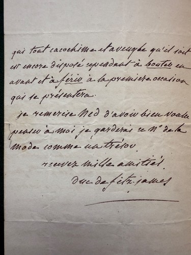 Antique Signed Letter Jacobite Duke Edouard de Fitz-James House of Stuart Walsh - Picture 3 of 4