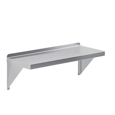 12 in. x 30 in. Stainless Steel Wall Shelf With Squared Edge