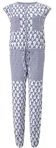 Tuta nuova con etichette Somerset di Alice Temperley stampa corda blu bianco UK 6 - Foto 2 di 12