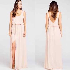 NWT Show Me Your Mumu Kendall Maxi Dress Dust Blush Crisp Light Pink Bridesmaid