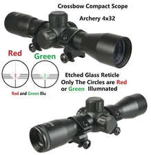 TWP Archery 4X32 Compact Crossbow Multi Range Reticle Scope Red and Green Ilumin