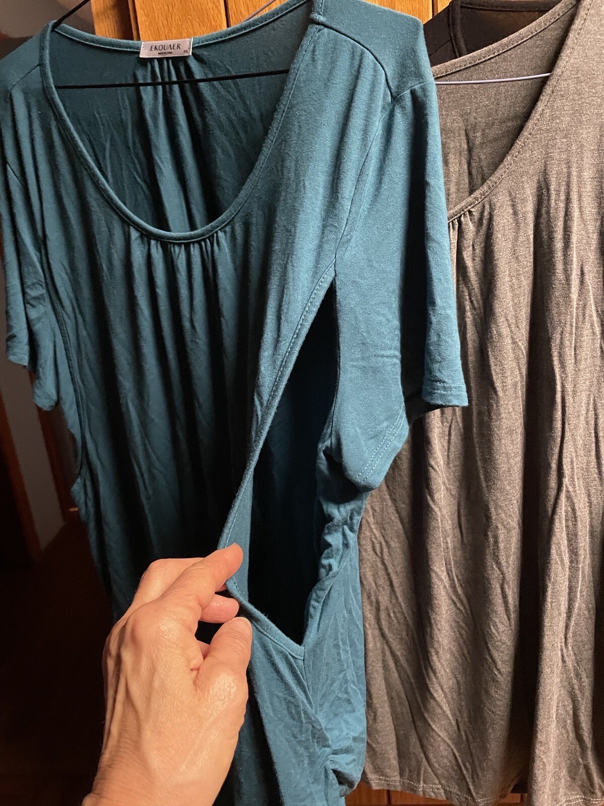 Lot of 3 Nursing/maternity Shirts/clothes .. Colors Black,gray,teal image 6
