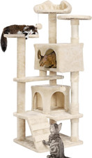 54" Cat Tree Tower with Condo, Scratch Post  Play Area for Kittens