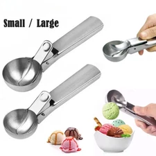 Ice Cream Scoop Stainless Steel With Easy Trigger Cookie Watermelon Dough Spoon