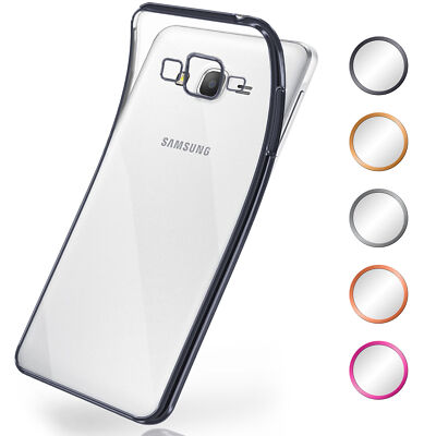 Hülle für Samsung Galaxy Grand Prime Silikon Schutzhülle Transparent Chrom Case