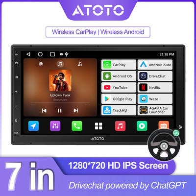 ATOTO 7'' 2 DIN Car Stereo Wireless Apple Carplay Android Double DIN Radio w/ RWC