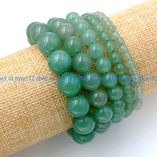 Pretty 4/6/8/10/12/14mm Natural Green Aventurine Round Gems Beads Bracelet 7.5" - Picture 4 of 12