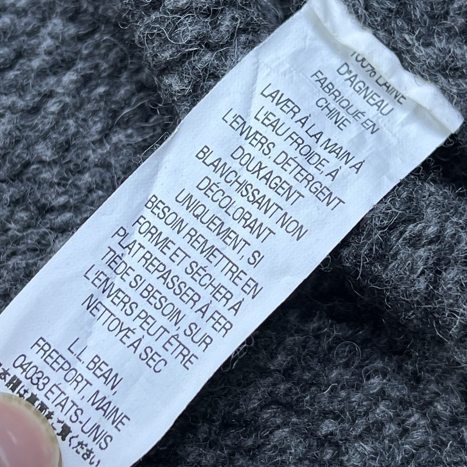 LL Bean Mens Wool Sweater XLT Tall Gray Heather Full Zip Cardigan 100