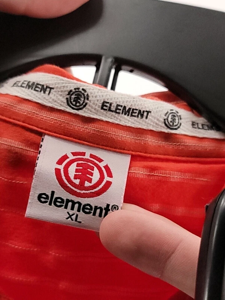 Element Shirt Mens Adult Size XL Color Orange Long Sleeve Button Down Pin Stripe - Image 3 of 4