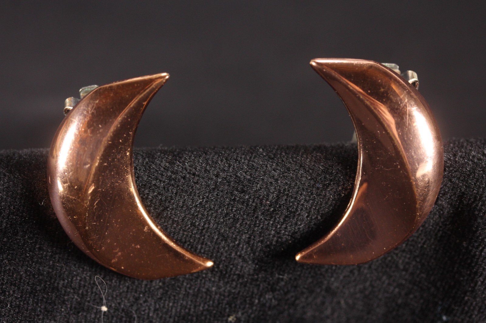 Renoir Signed Solid Copper Earrings Crescent Moon… - image 2