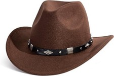 Brown Western Cowboy, Cowgirl Hat, Silver Diamond Band Unisex Rodeo Hat