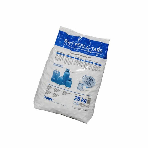 Set 3 Sacchi Sale Rigenerante BWT PERLA TABS 25 Kg – Compresse Per Addolcitori D'Acqua, Incl. Panno Sanvo