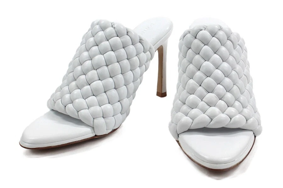MULES A TALON BOTTEGA VENETA BV CURVE EN CUIR TRESSE BLANC TAILLE
