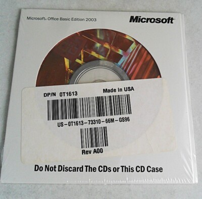 New/Sealed Microsoft Office Basic 2003 Full version Dell with Product ...
