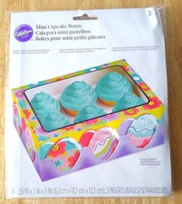 Wilton Mini Cupcake Boxes 3 Count 2.5 x 7 x 5 Holds 6 Mini Cupcakes Each- NEW
