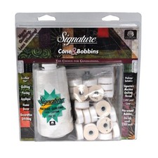 Signature Cone and M Style Bobbin Thread Set White