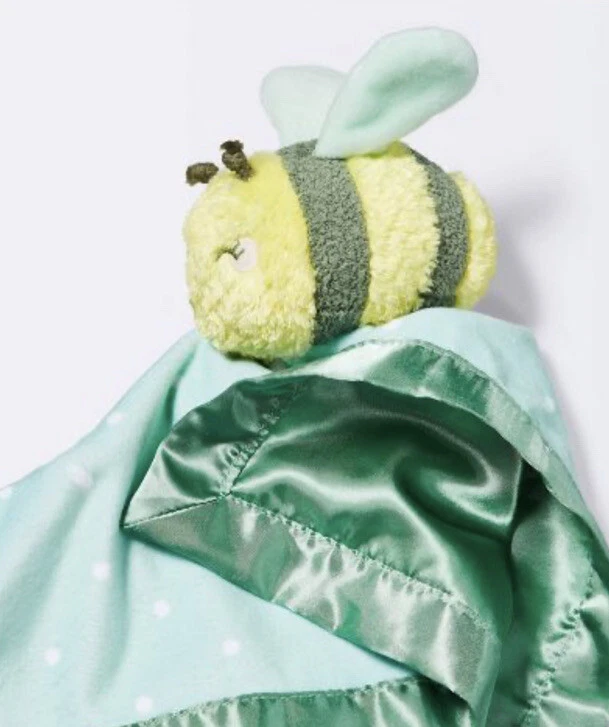 Cloud Island Bumble BEE Polka Dots Baby Lovey Security Blanket Green Satin Edge - Image 2 of 4