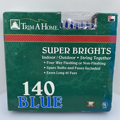 Vintage Trim A Home 140 Blue Holiday/Hanukkah Super Brights￼ Flash Or Steady