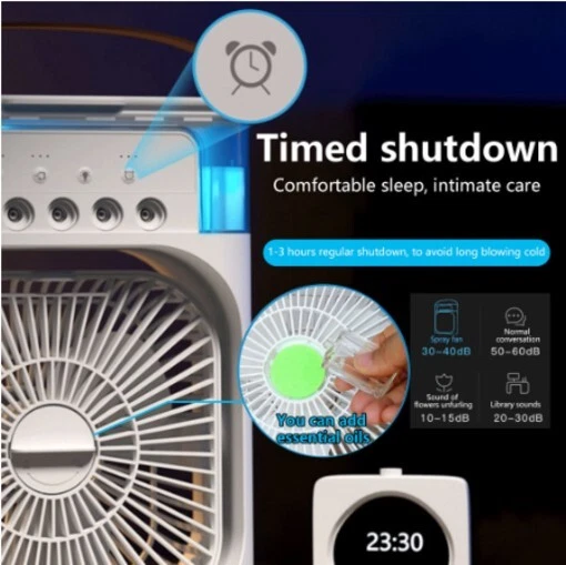Mini Air Cooler Fan Portable Air Conditioner Personal Cooling Fan Humidifier LED - Image 4 of 4