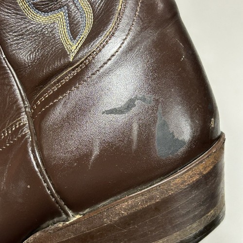 Justin cowboy boots Brown leather Men’s size 9.5 D Style 1418 Western USA - Picture 8 of 9