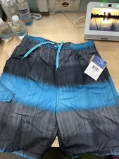 Kanu Surf Boys Reflection Quick Dry UPF 50 Beach Swim Trunk Zip line Black/aqua