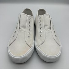 Hurley Chloe Shoes Womens Size 7 White Canvas Slip On Walking Sneakers 1676560