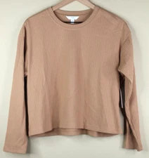 Time and Tru Ribbed Long Sleeve Shirt Brown Size M (8-10)