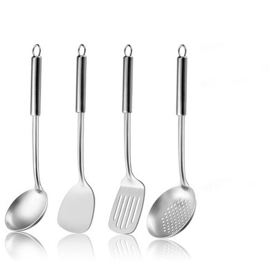 Stainless Steel Kitchen Utensil Set, 4Pcs Wok Tools, Ladle Spoon Spatula