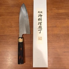 Sakai Genkichi Deba Knife 180mm Carbon Steel Wooden Handle Boxed Used-Exc