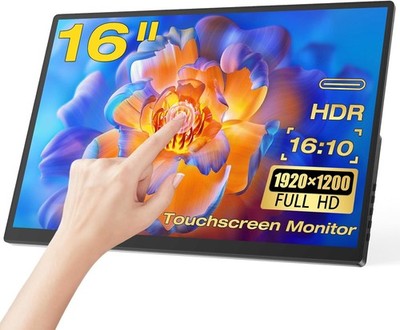 16'' Touchscreen Monitor FHD 1920x1200P Frameless PC Display HDMI/USB-C for PS5