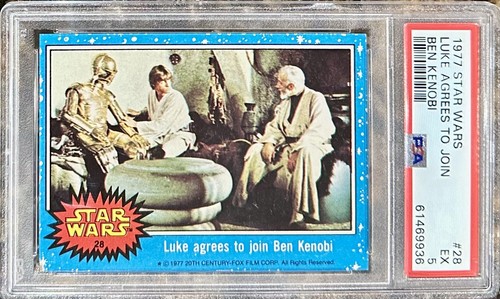 1977 Topps Star Wars #28 Luke agrees to join Ben Kenobi — PSA 5