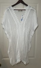 SEASPICE RESORT WEAR Mesh Cover Up Size L Bonnie Crochet Dress Beach Boho White