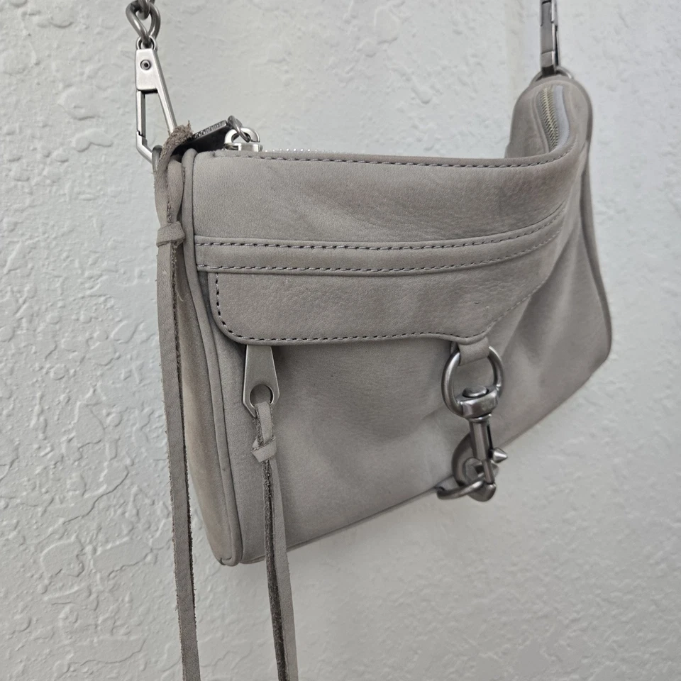 Rebecca Minkoff Gray Leather Crossbody Bag with Gun Metal Gray Hardware - Image 4 of 4