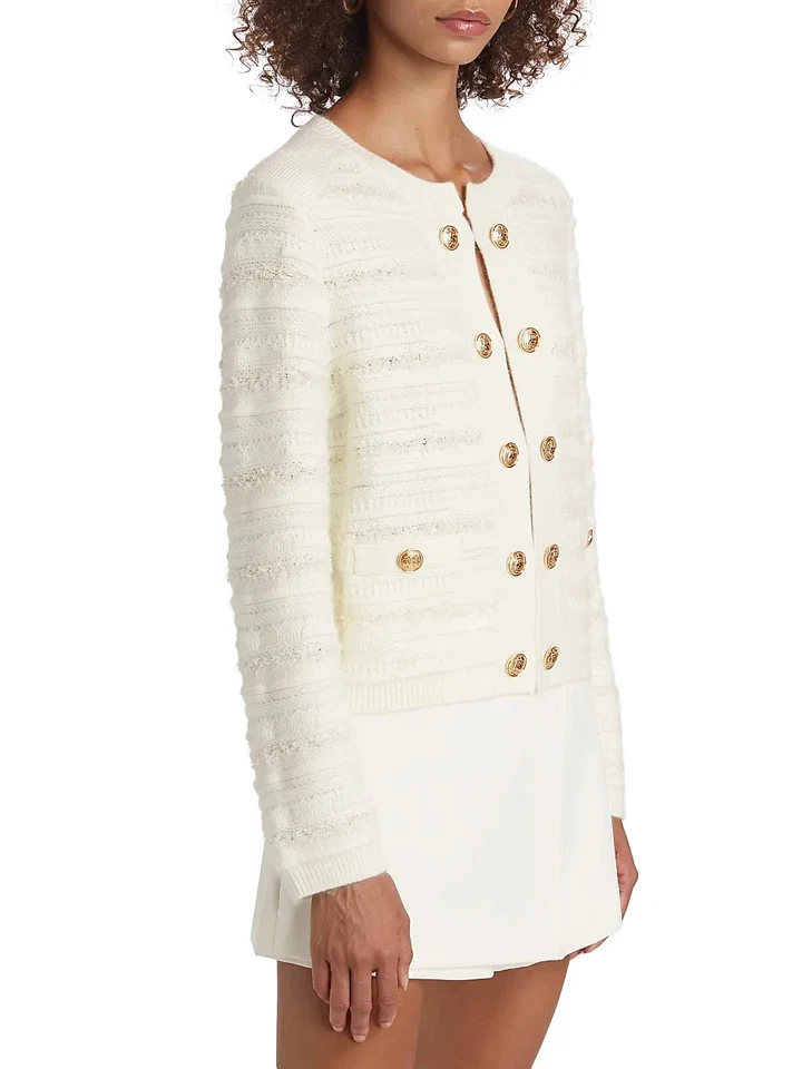 Cárdigan Milly Tejido con Textura Crudo Talla S Foto 3 de 4