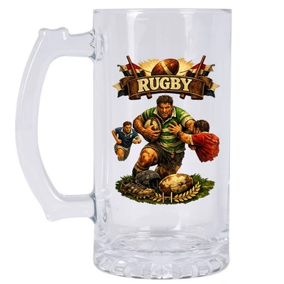 Chope à bière rugby logo 470 ml Verre à bière CBKréation - Photo 1/2