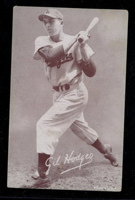 1947-66 Exhibits Gil Hodges LA On Cap Creased Writing On Back PR LOOK! SV