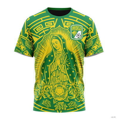 Personalized LIGA MX Club Leon Special Our Lady Of Guadalupe Shirt 3D S-5XL