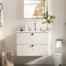 24" Bathroom Vanities Cabinet with Sink Combo Wall Mounted Floating Cabinet