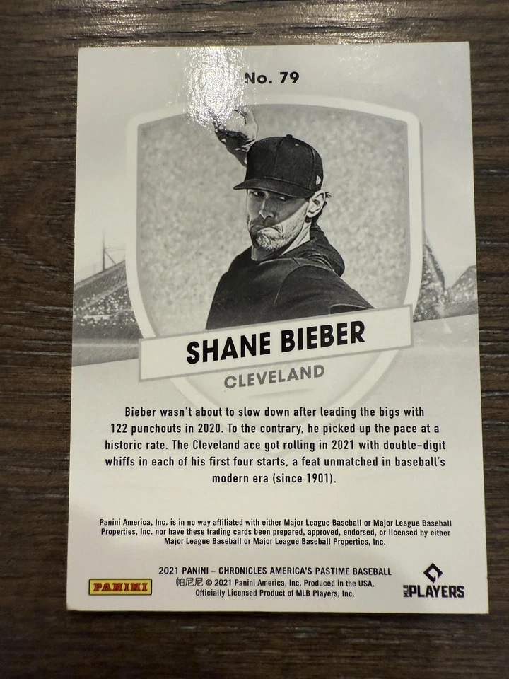 2021 Panini Chronicles #79 Shane Bieber Blue #/99 - Image 2 of 2