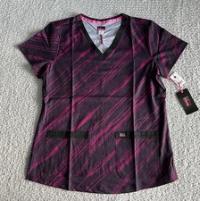 Koi Lite Scrub Top Women s Sz Medium Purple In Motion Stripe Stretch Nursing