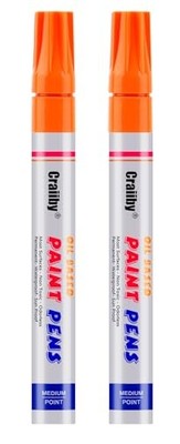 Paint Markers, 2 Pack Oil-Based Waterproof Quick Dry Permanent Paint Pen Orange