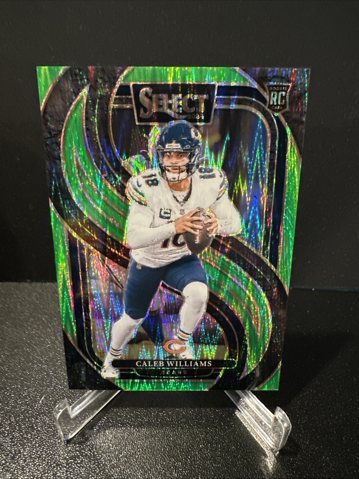 2024 Panini Select - Caleb Williams (RC) #114 Neon Green Prizm Shock /499