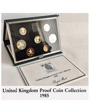 1985 Royal Mint  Proof 7 Coin Year Set + COA £1 to 1p incl scarce large 50p